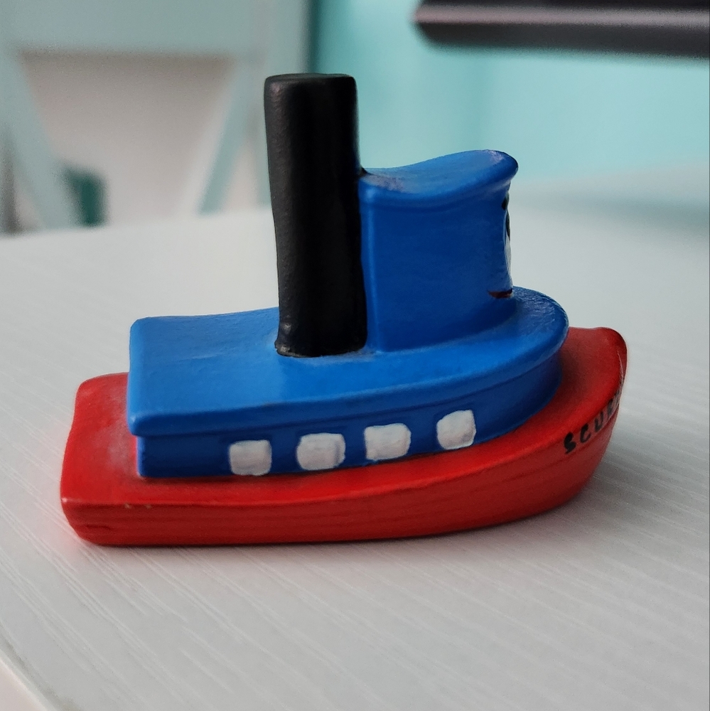 Scuffy Red & Blue Boat Collectible Ceramic Tug Boat 1975 - Picture 3 of 6